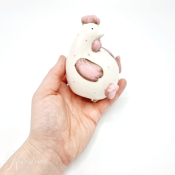 Porslinsfigur Påsk - Vit/Rosa Höna - 9 cm