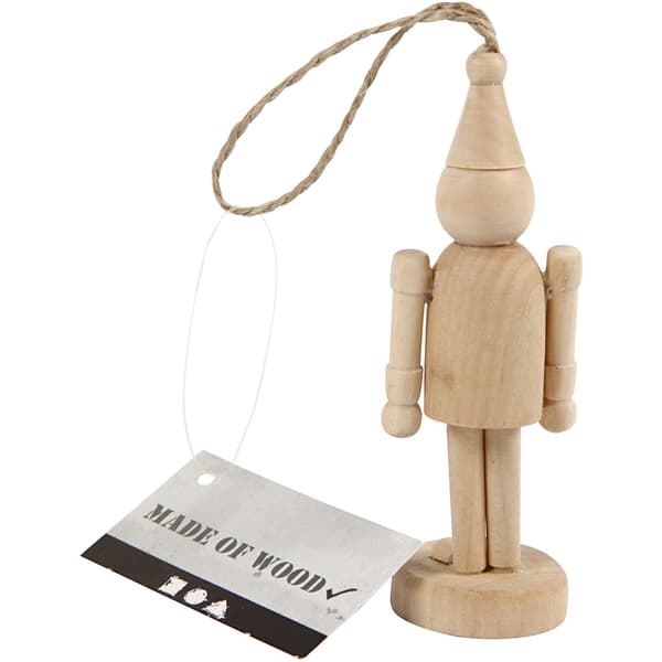 Trädekoration - Figur med Tomteluva - 9 cm