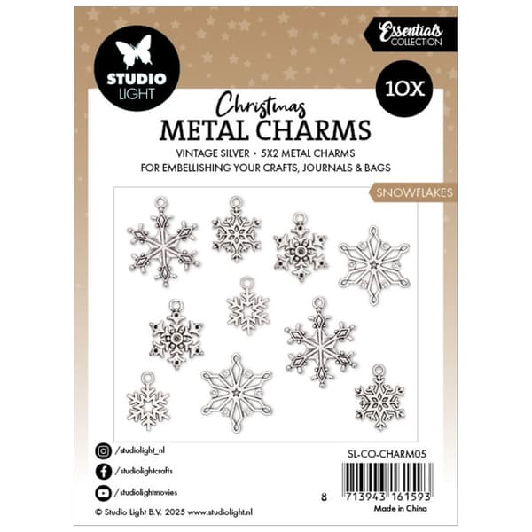 Metal Charms Berlocker - Snöflingor 10 st - Studio Light