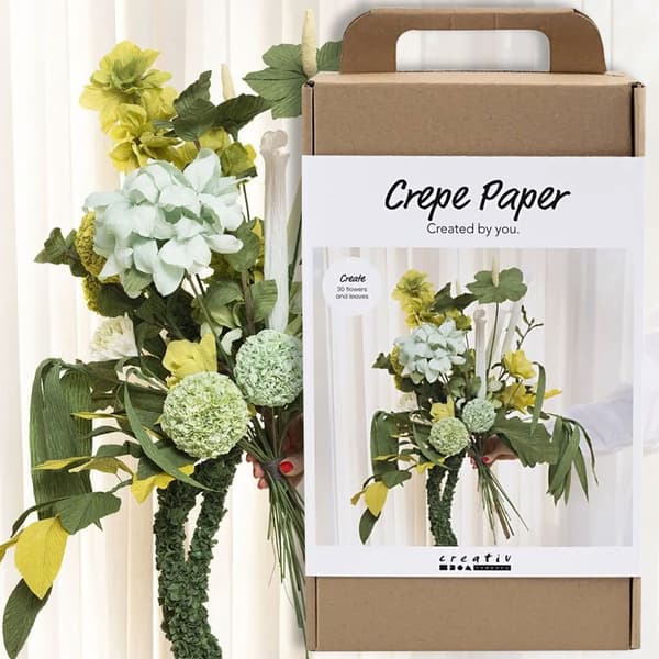 DIY Pysselkit Kräppapper - Blommor i Gröna Nyanser