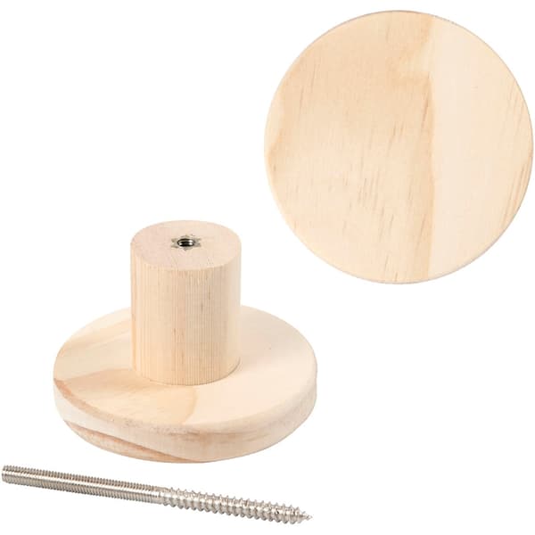 Träknopp Platt Rund - 7 cm - Furu