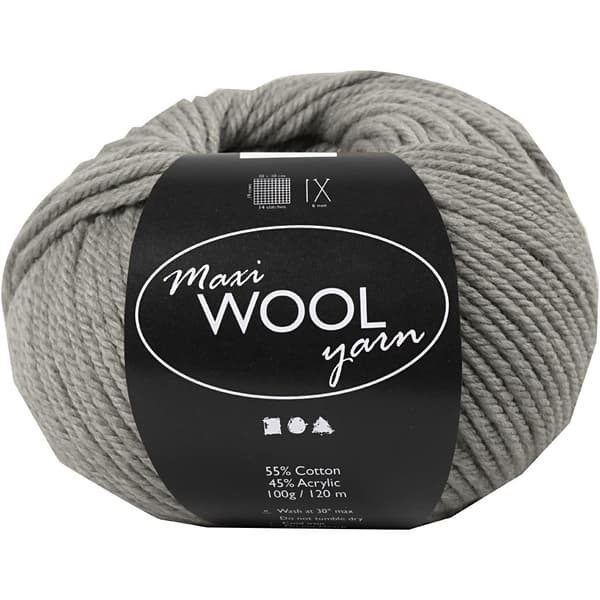 Maxi Wool Ullgarn - Gråmelerad - 100 g