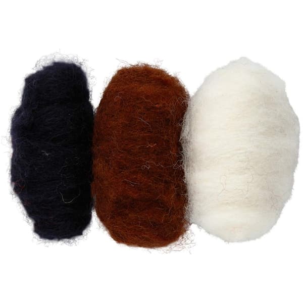 Kardad ull Nepal - Svart, Brun, Råvit - 3 x 10 g