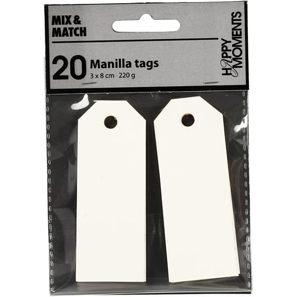 Manillamärken 3x8 cm - Råvit - 20 st