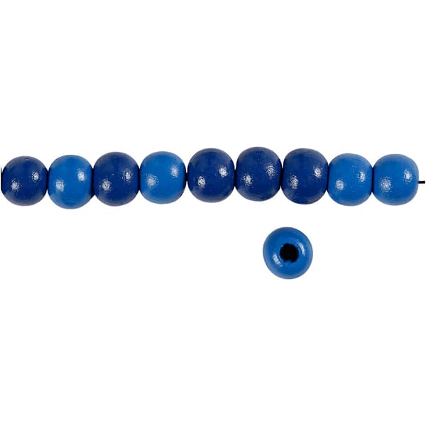 Träpärlor - 10 mm - Blå - 20 g - ca 70 st