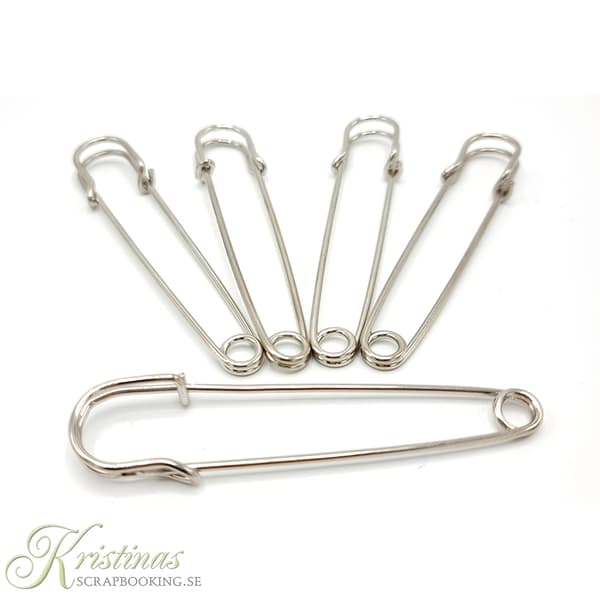 Stor Broschnål 5 st - Brooch Pin - 55mm - Platinum