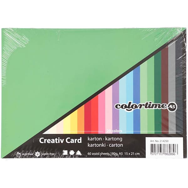 Creativ kartong - A5 - 180 g - 60 ark