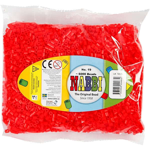 Nabbi Pärlor 6000 st - Ljusröd nr 19 - Medium