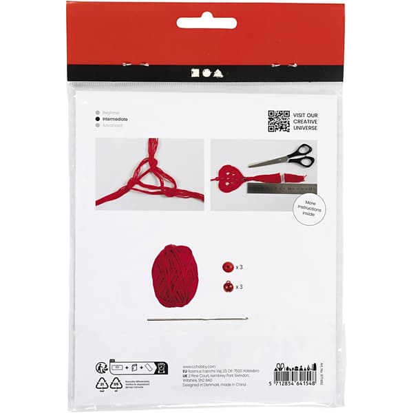 Mini DIY Kit - Virka Röda Hjärtan - Julpyssel