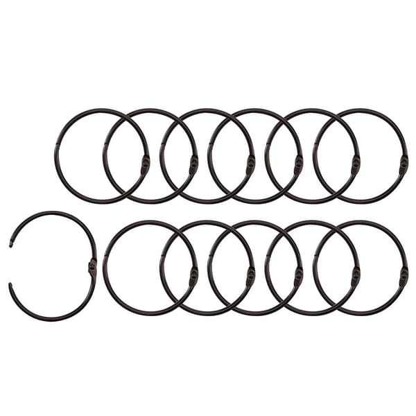 Bokring Metallring 50 mm - 12 st Ringar - Svart