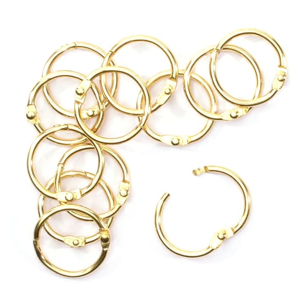Bokring Metallring 25 mm - 12 st Ringar - Guld