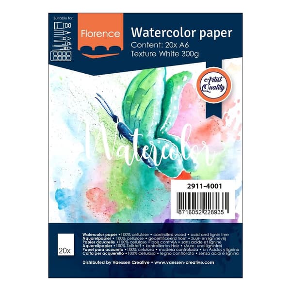 Akvarellpapper A6 - Texture White - 300g - 20 ark