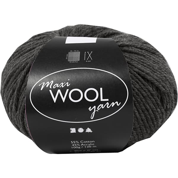 Maxi Wool Ullgarn - Mörk Gråmelerad - 100 g