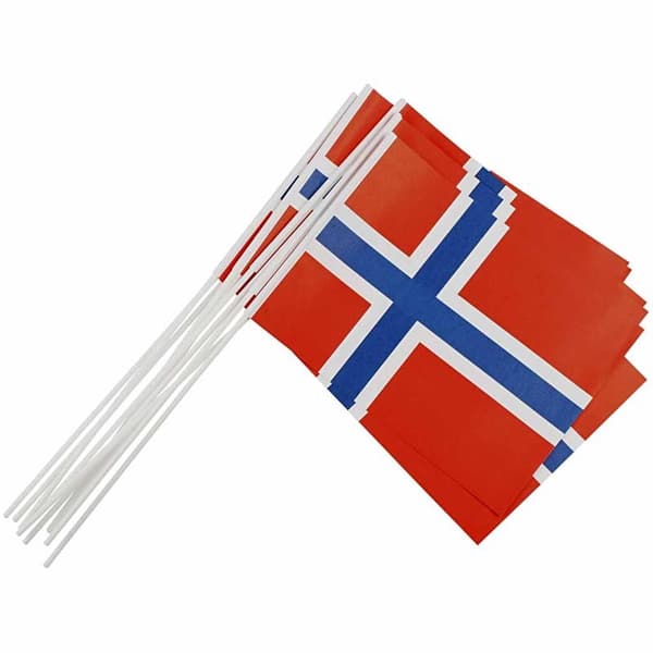 Pappersflaggor - 20 x 25 cm - Norge - 10 st