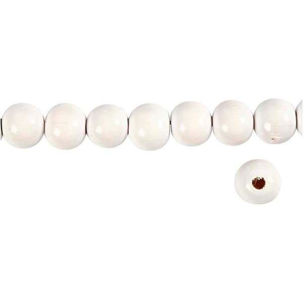 Träpärlor - 12 mm - Vit - 22 g - ca 40 st