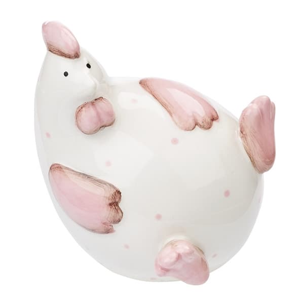 Porslinsfigur Påsk - Vit/Rosa Höna - 9 cm