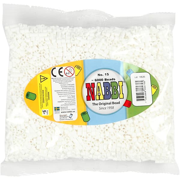 Nabbi Pärlor 6000 st - Vit nr 15 - Medium