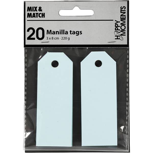 Manillamärken 3x8 cm - Turkos - 20 st