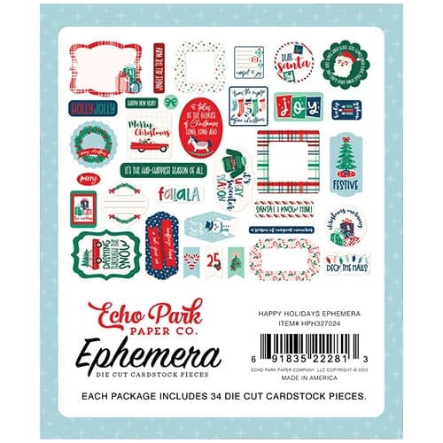 Die Cuts Ephemera Echo Park - Happy Holidays - 34 st