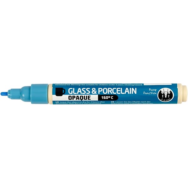 Porslin - Glaspenna - Täckande Ljusblå 2-4 mm