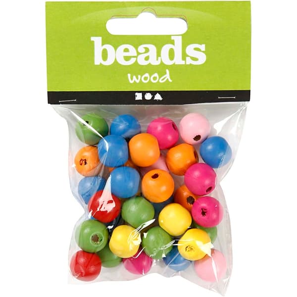 Träpärlor - 12 mm - 22 g - ca 40 st