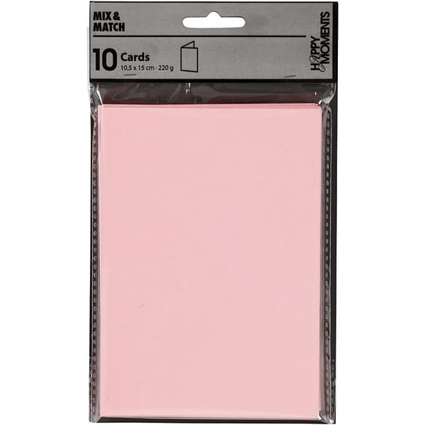 Kort A6 - Rosa - 10,5x15 cm - 10 st