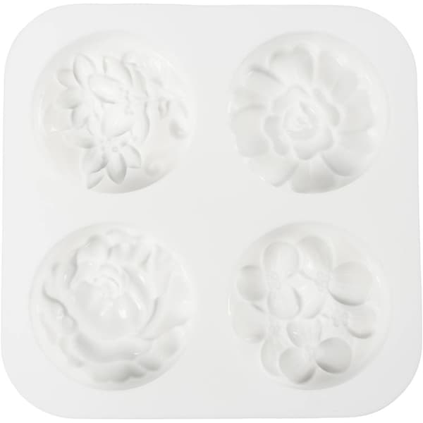 Silikonform Runda Blomstermotiv - 4 st