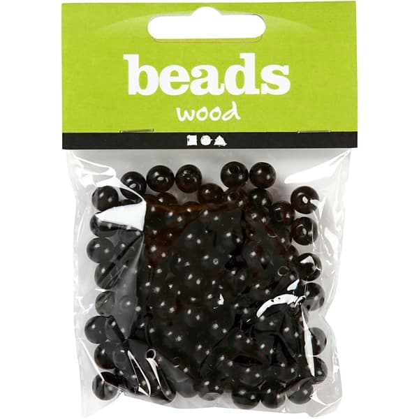Träpärlor - 10 mm - Svart - 20 g - ca 70 st