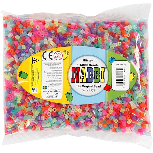 Nabbi Pärlor 6000 st - Glitter färger - Medium