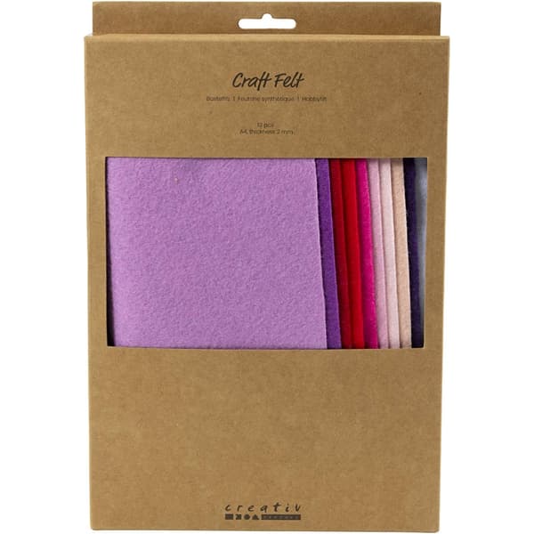 Hobbyfilt A4 - 10 st Lila/Rosa Harmoni - Ark i Polyester