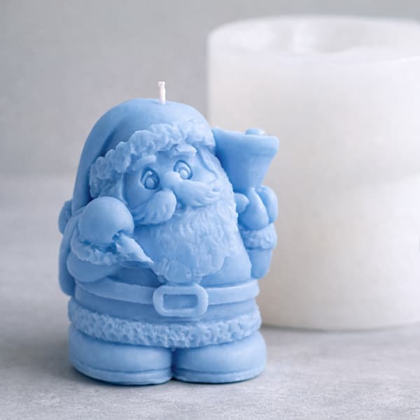 Silikonform Ljusformar - Liten Tomte Med Julklocka - H: 6 cm