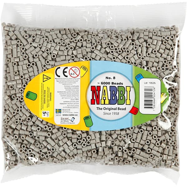 Nabbi Pärlor 6000 st - Askgrå nr 8 - Medium