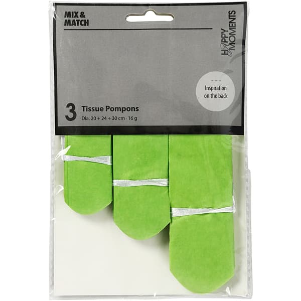 Papperspompomer - Lime - 3 st