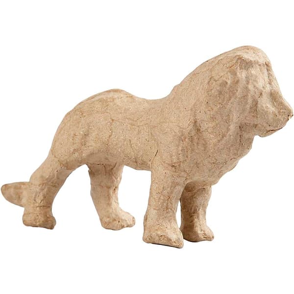 Papier Maché - Lejon - Höjd: 9 cm