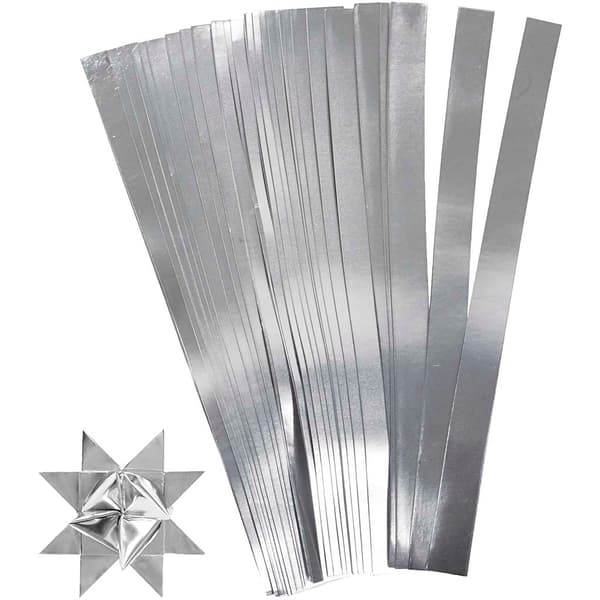 Pappersstrimlor till Stjärnor - Metallic Silver - 100 st