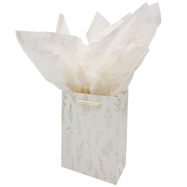 Presentpåse - 5 st - Ängsblommor Guld - 20x15 cm