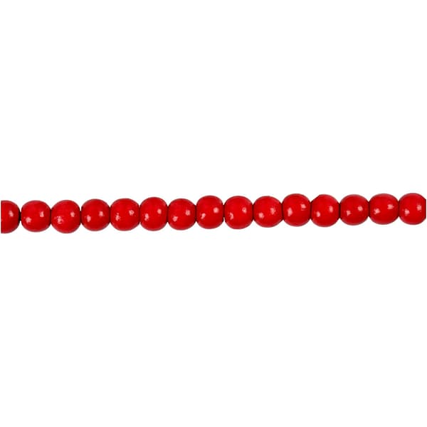 Träpärlor - 5 mm - Röd - 6 g - ca 150 st