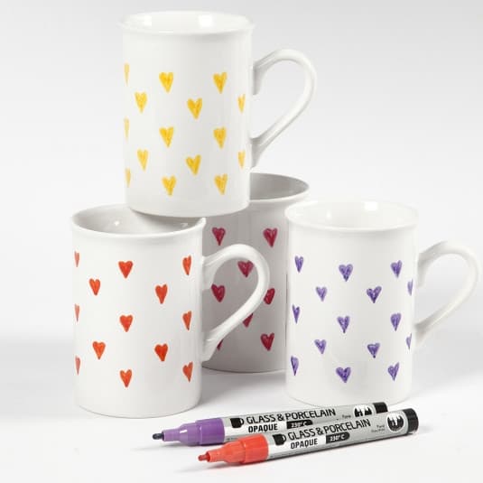 Mugg Vit Porslin - H: 10 cm - 245 ml - 2 st