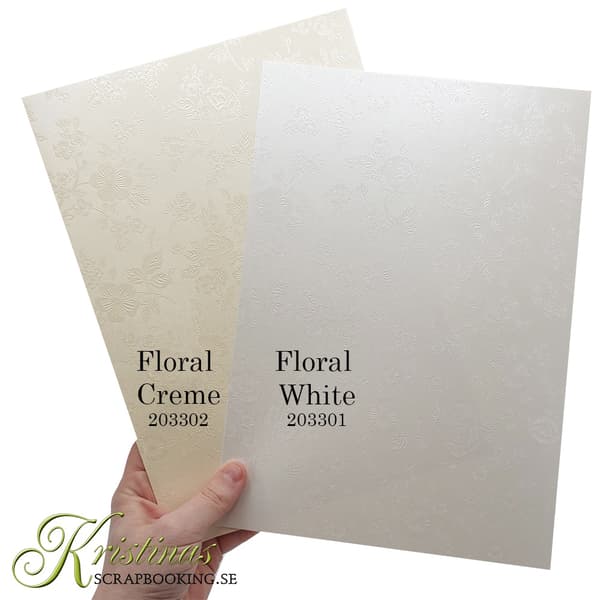 Papper A4 - Embossat Floral Creme - 20 ark - 220 g