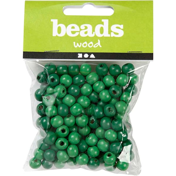 Träpärlor - 8 mm - Grön - 15 g - ca 80 st