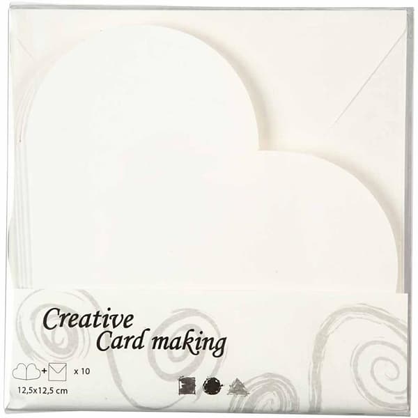 Hjärtkort och kuvert- Off-white - 10 set