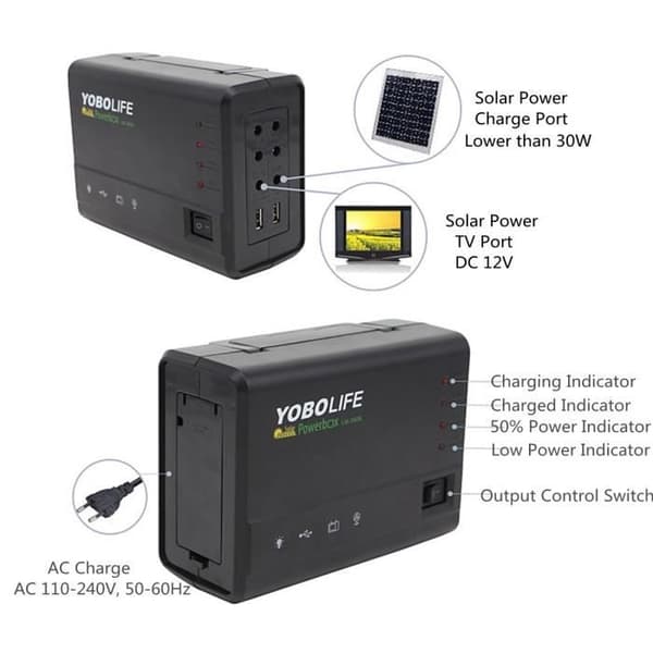 Solpanel Kit 10W 18V + 4 Lampor 2 USB för Camping - Energigenerator