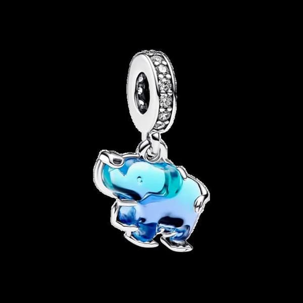 Blått Murano glas elefanthängande berlock