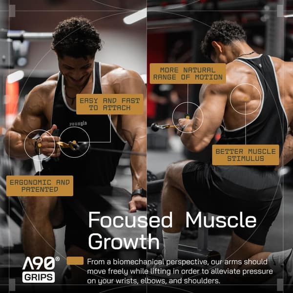 Angles90 Original Pull-Up Grips – D-formede greb til lat pulldown og kabelmaskine | underarmsstyrketræning