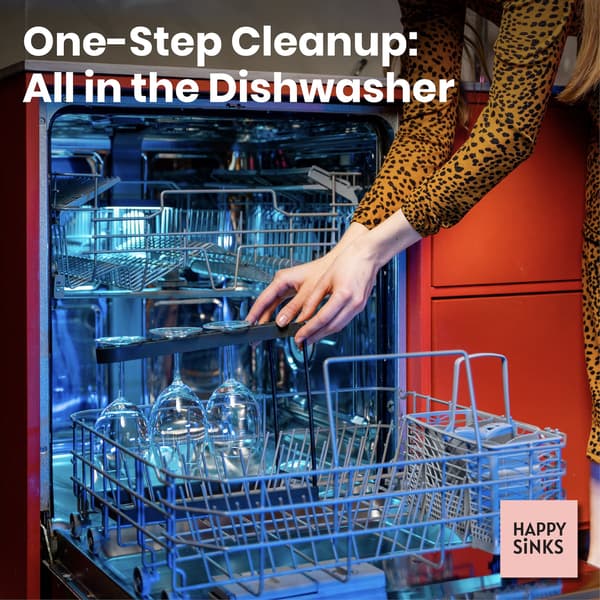 Happy Sinks Vinglasstativ til Opvaskemaskine – Sort, 3 Glas – Rustfrit Stål, Sammenfoldelig
