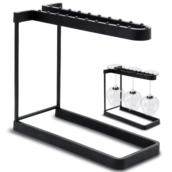 Happy Sinks Vinglasstativ til Opvaskemaskine – Sort, 3 Glas – Rustfrit Stål, Sammenfoldelig