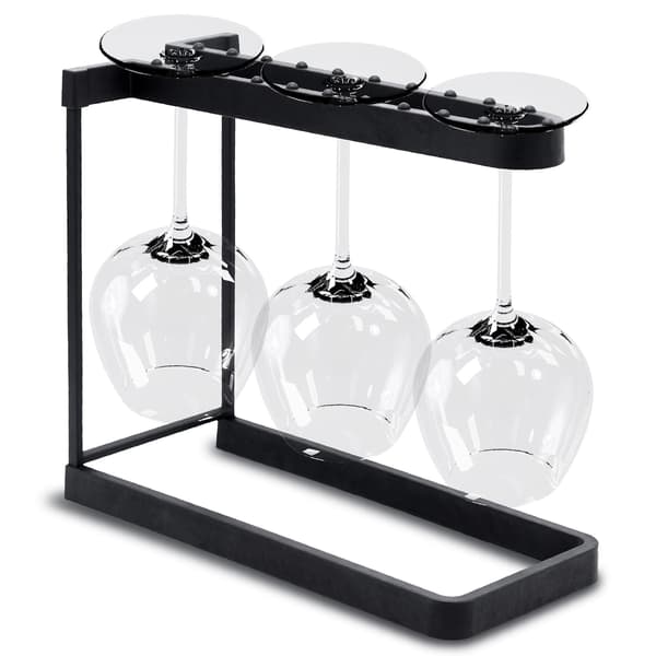 Happy Sinks Vinglasstativ til Opvaskemaskine – Sort, 3 Glas – Rustfrit Stål, Sammenfoldelig