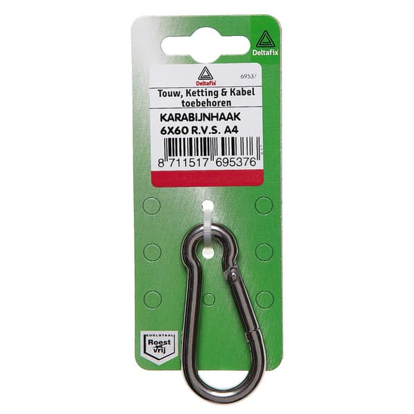 Karbinhake 60 x 6 mm rostfri