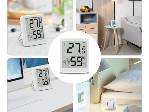 Digitalt termometer mini værstasjon romhygrometer batterimagnet - Hvit