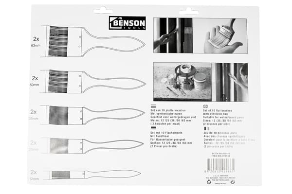 Penselset syntet 10-pack platt